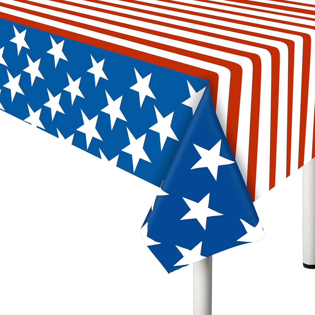 4th of July Tablecloths, 2-Pack American Flag Plastic Table Covers (54" x 72") – Patriotic Decorations for Independence Day, Memorial Day, and Veterans Day Parties